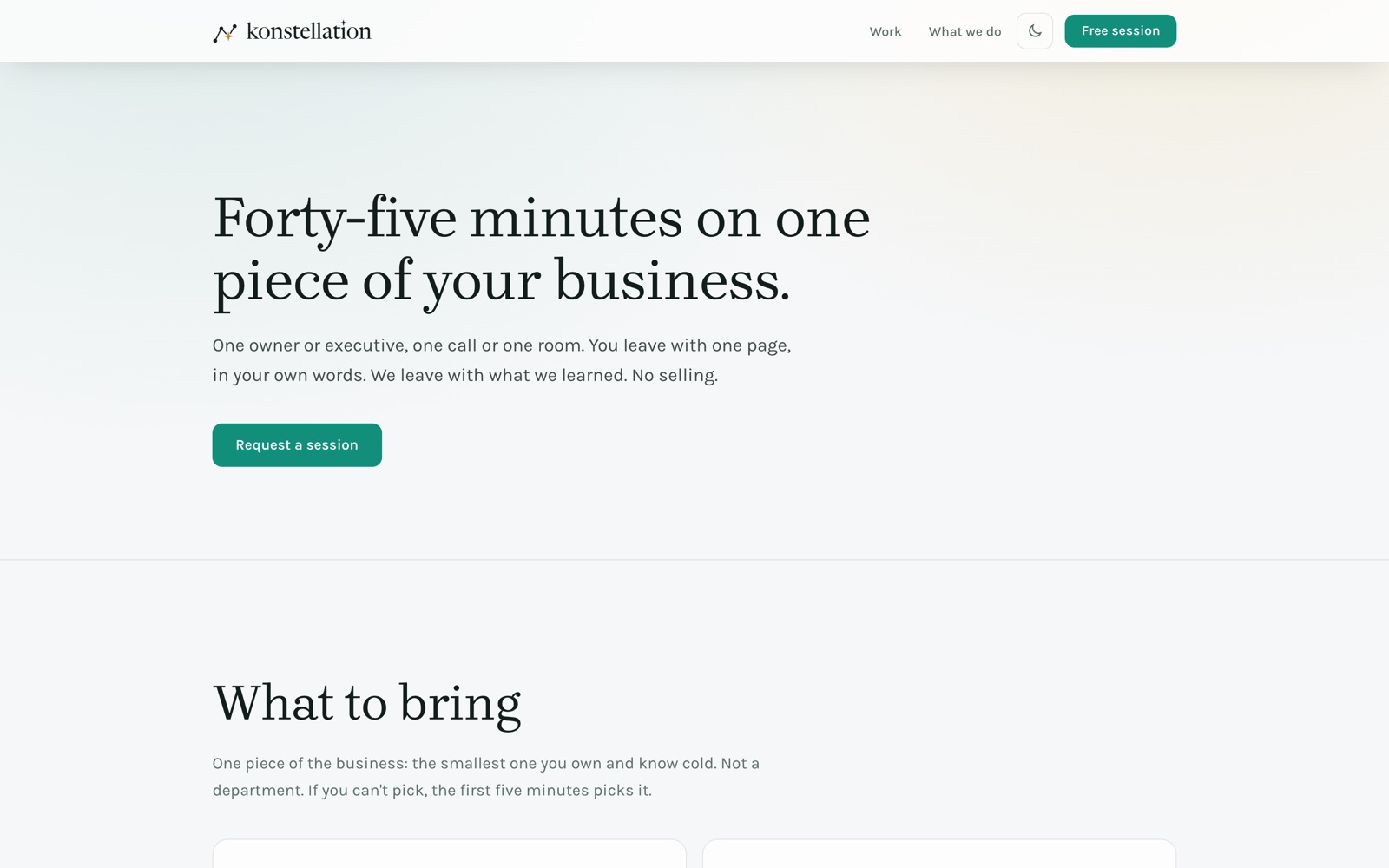 The free session page